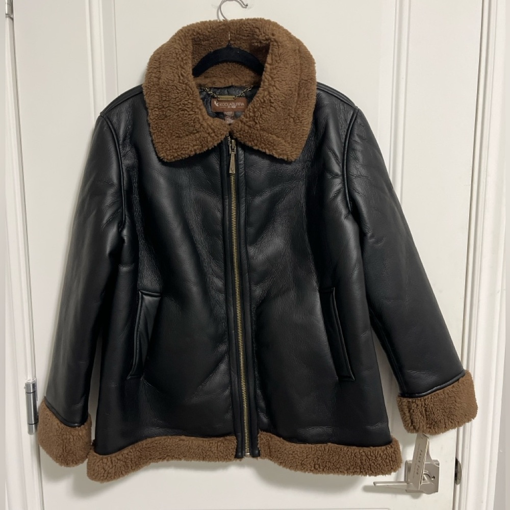 NWT - Koolaburra by UGG Women’s Faux Leather Shearling Biker Jacket - Size L